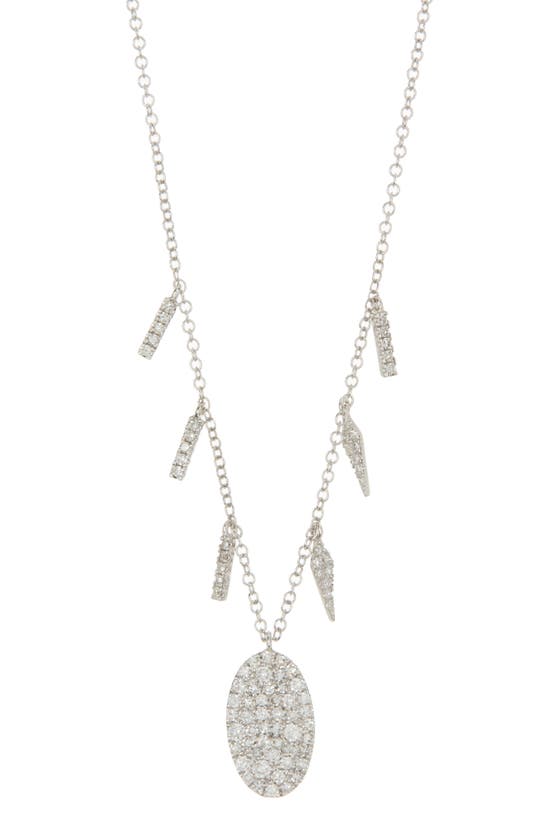 Meira T Diamond Drop Pendant Necklace In White Gold