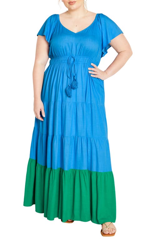 City Chic Colorblock Maxi Dress In Blue