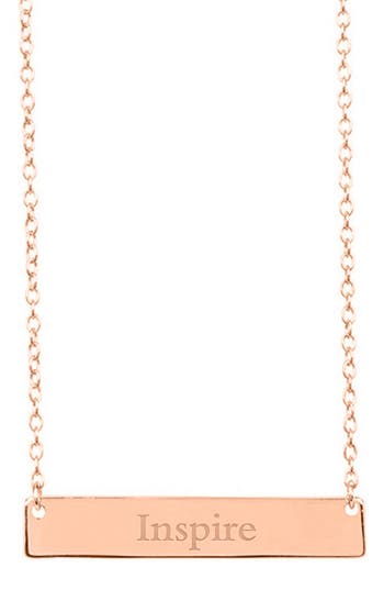 Sterling Forever Inspirational 14k Rose Gold Plated Sterling Silver Bar Pendant Necklace In Rose Gold - Inspire