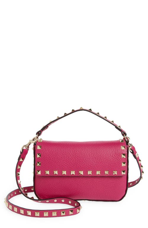 Rockstud E/w Calfskin Handbag for Woman in Rouge Pur