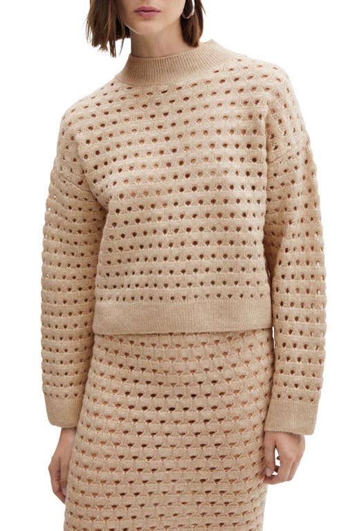 Mango Openwork Dot Jumper In Light/pastel Grey