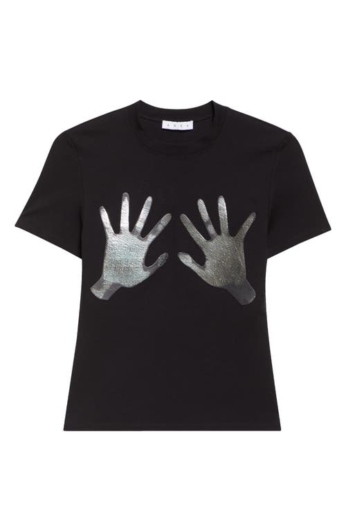 Area Metallic Handprint Graphic T-shirt In Black