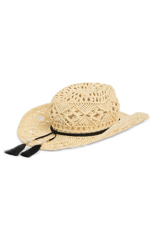 Shop Vince Camuto Open Weave Cowgirl Hat In Natural