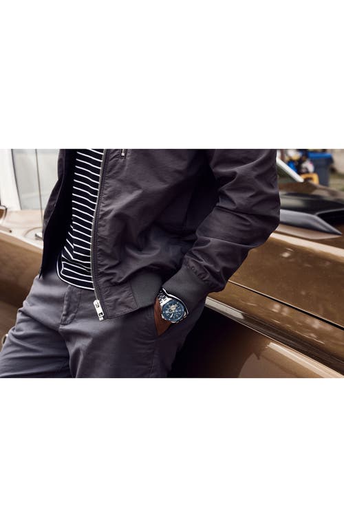 Bulova Marine Star Series A Mens Automatic Chronograph Silver Tone Stainless Steel Bracelet Watch 98a302 In Blue/silver