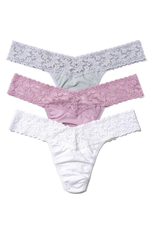 Hanky Panky Supimacotton Original Rise Thongs, Set Of 3 In Puirple Tones