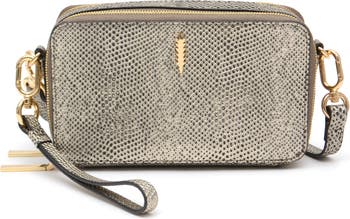 Vince Camuto Snakeskin Embossed Leather Dual Chain Strap Crossbody Small Bag  New