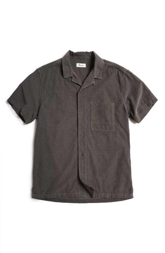 Rowan Zion Cotton Corduroy Short Sleeve Button-up Shirt In Gray