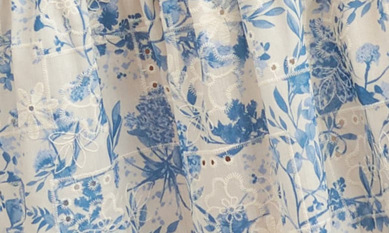 Shop En Saison Davina Floral Eyelet Tiered Midi Shirtdress In Blue