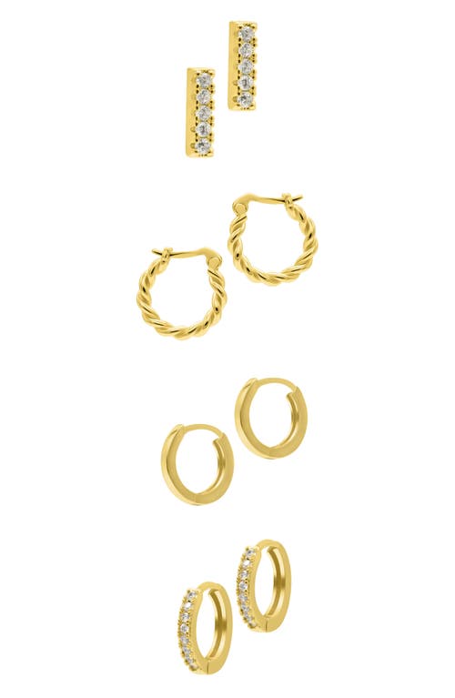 Adornia Set Of 4 Assorted Cz Hoop & Stud Earrings In Gold