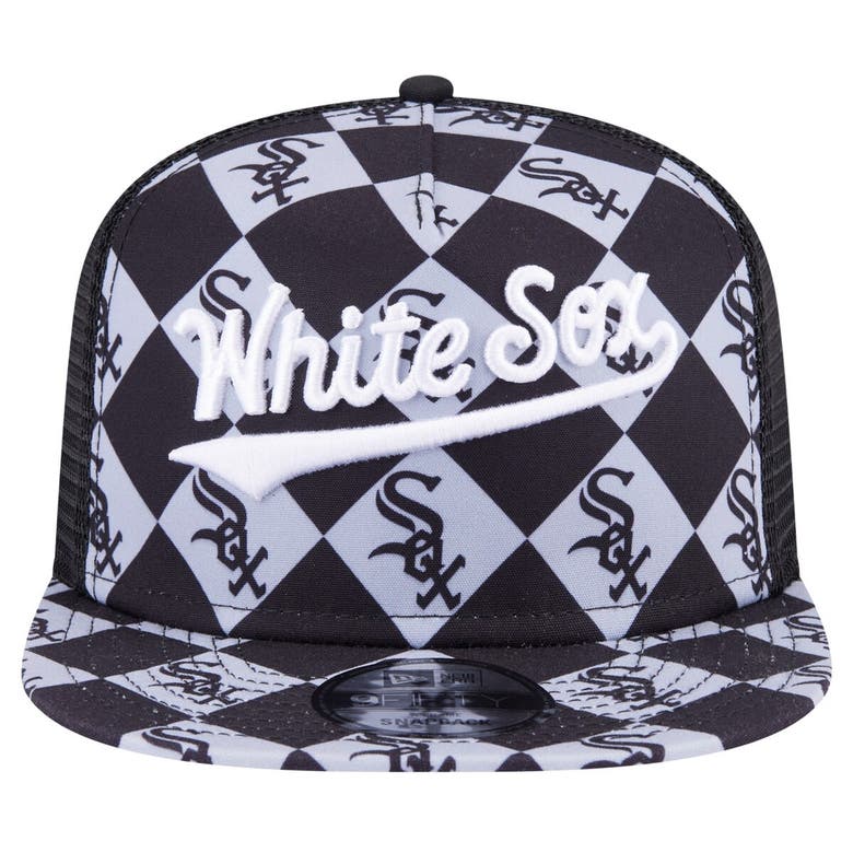 Shop New Era Black Chicago White Sox Seeing Diamonds A-frame Trucker 9fifty Snapback Hat