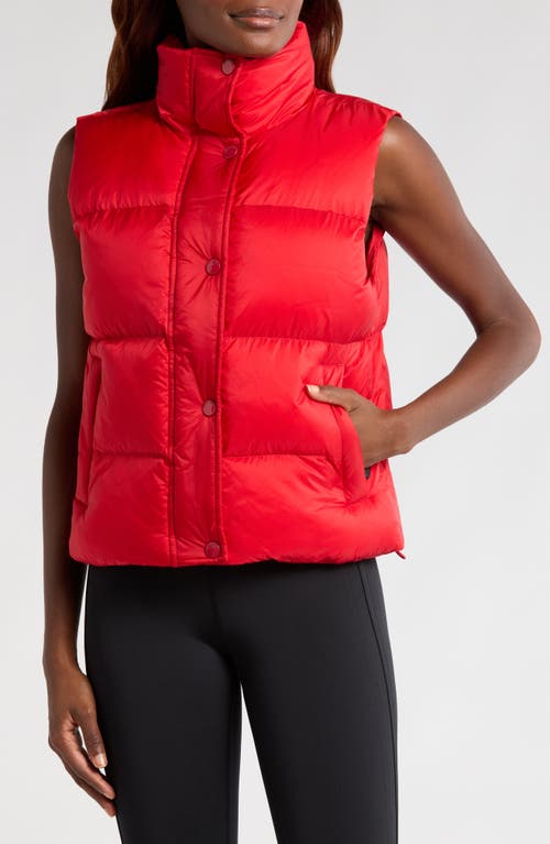 Beyond Yoga Big Cozy Puffer Vest In Ruby Red