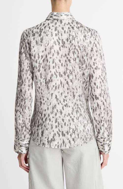 VINCE VINCE ABSTRACT PRINT SILK BUTTON-UP SHIRT 