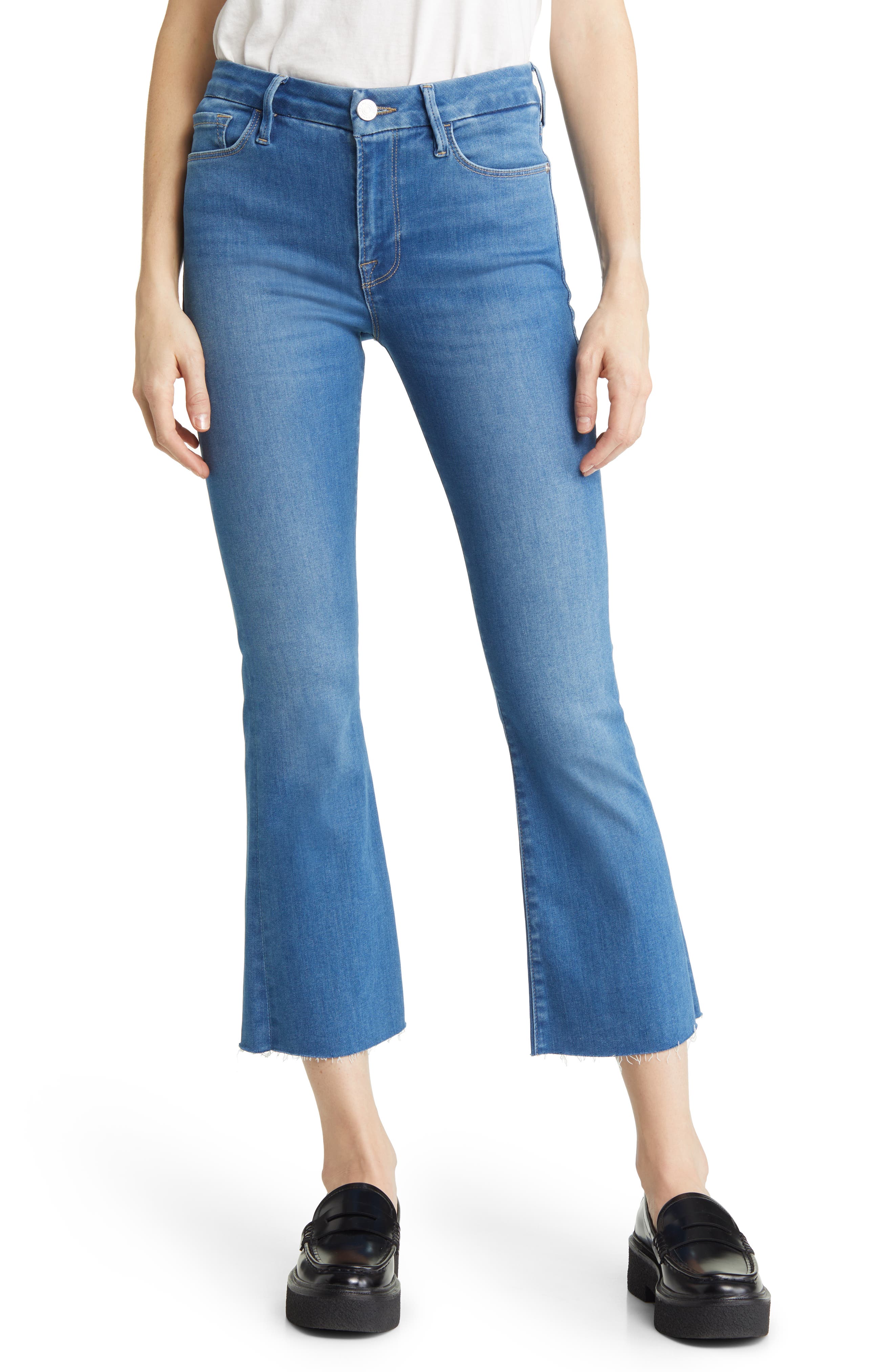 frame flare cropped jeans