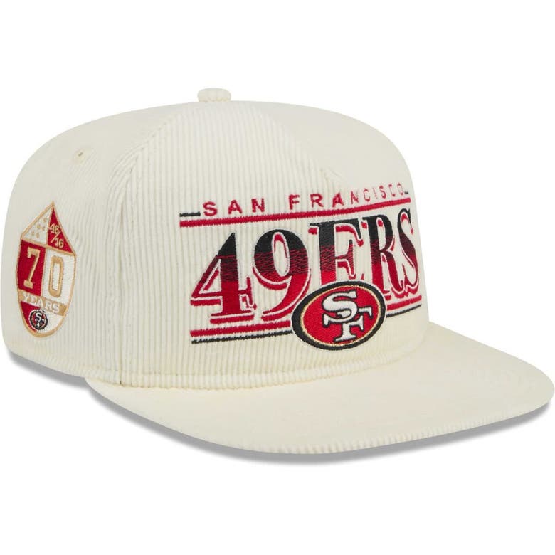 New Era Cream San Francisco 49ers Throwback Corduroy Golfer Snapback Hat In Neutral