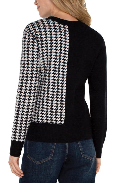 Shop Liverpool Colorblock Houndstooth Check Sweater In Black/white Houndstooth