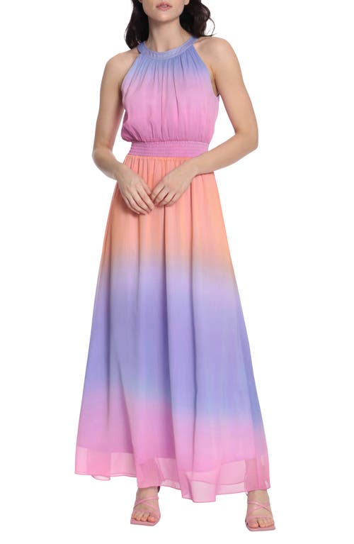 DONNA MORGAN FOR MAGGY Smocked Waist A-Line Dress in Pink/Multi