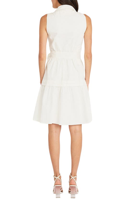 Shop Maggy London Belted Sleeveless Shirtdress In Ivory