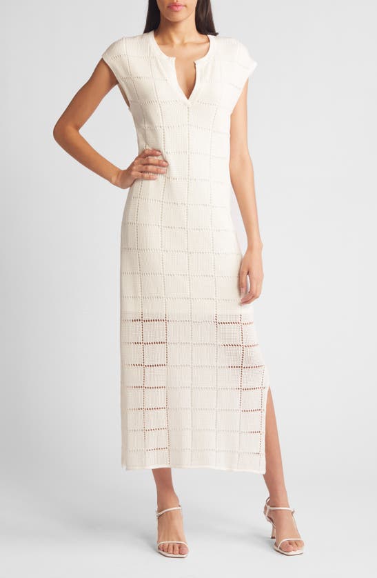 Shop Rails Ashley Pointelle Midi Sweater Dress In White