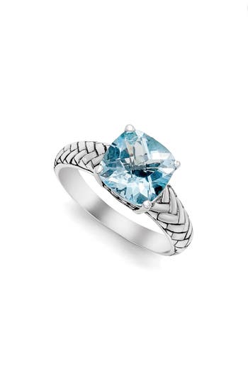 Samuel B. Cushion Cut Sterling Silver Braided Band Ring In Blue