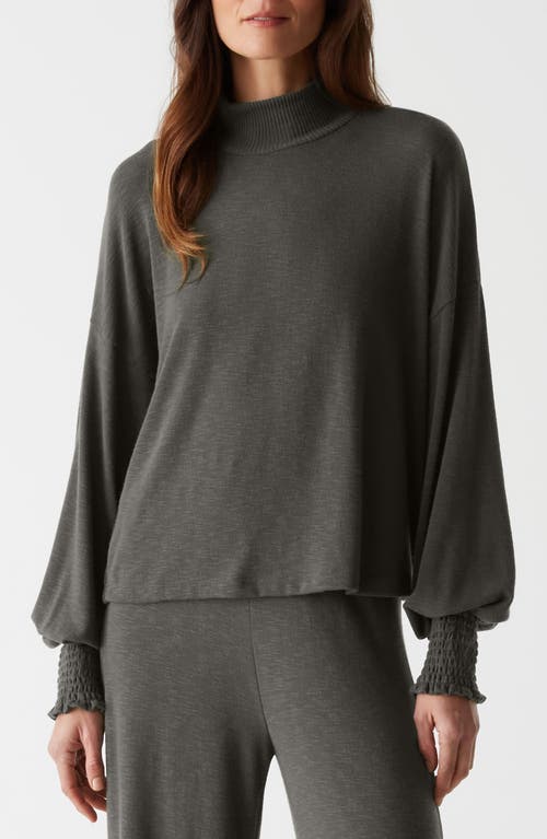 Michael Stars Lila Mock Neck Knit Top in Charcoal 