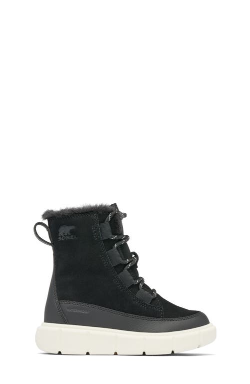 Shop Sorel Kids' Explorer Iii Faux Fur Waterproof Boot In Black/sea Salt