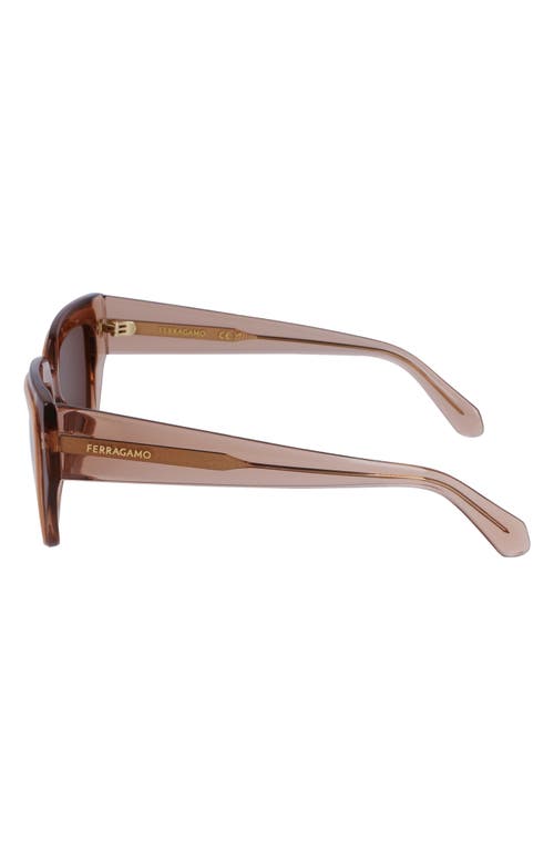 Ferragamo Classic Logo 55mm Square Sunglasses In Trnsprnt Nude/ Rose