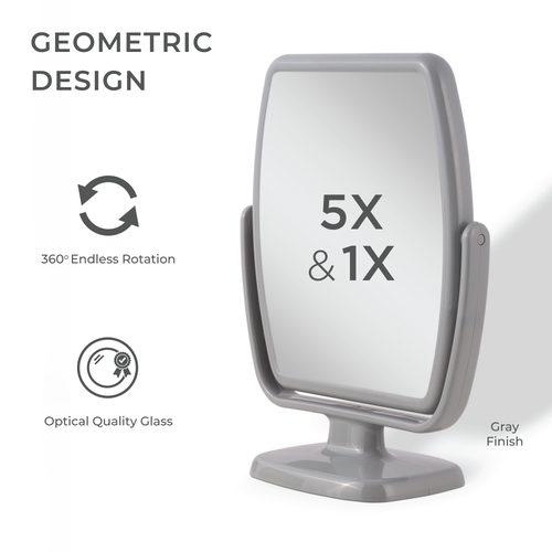 Shop Zadro Geo Makeup Mirror With Magnification In Gray