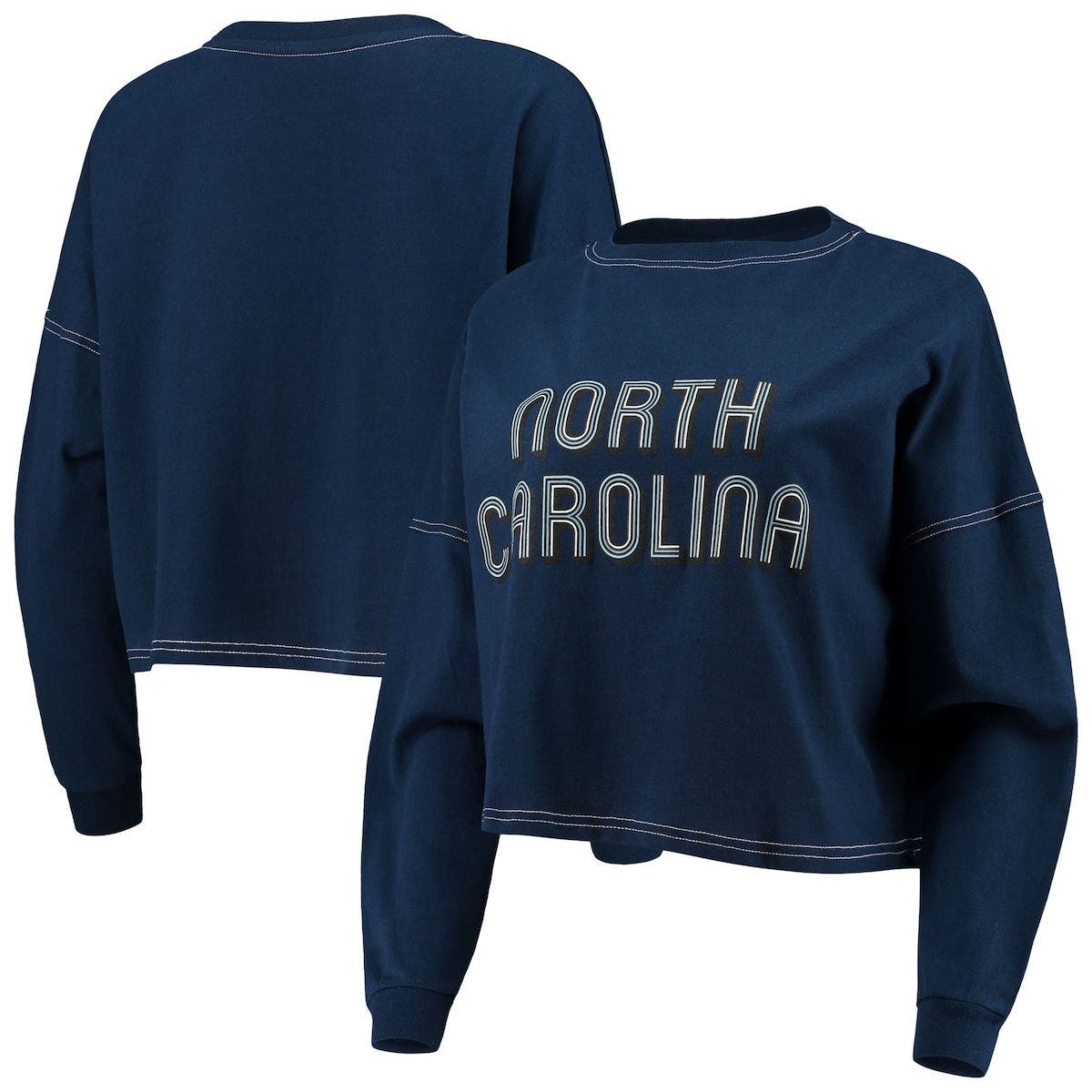 CHICKA-D Women's chicka-d Navy North Carolina Tar Heels Vintage Jersey Boxy Big Long Sleeve T-Shirt at Nordstrom