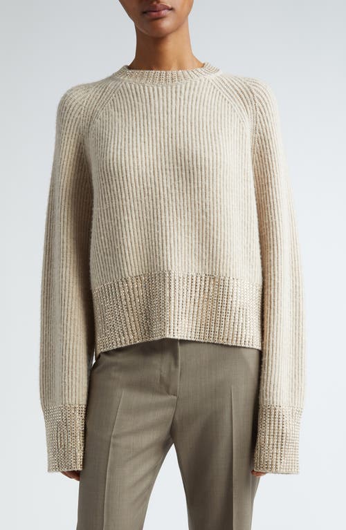 Shop Golden Goose Journey Crystal Wool Rib Sweater In Light Tan