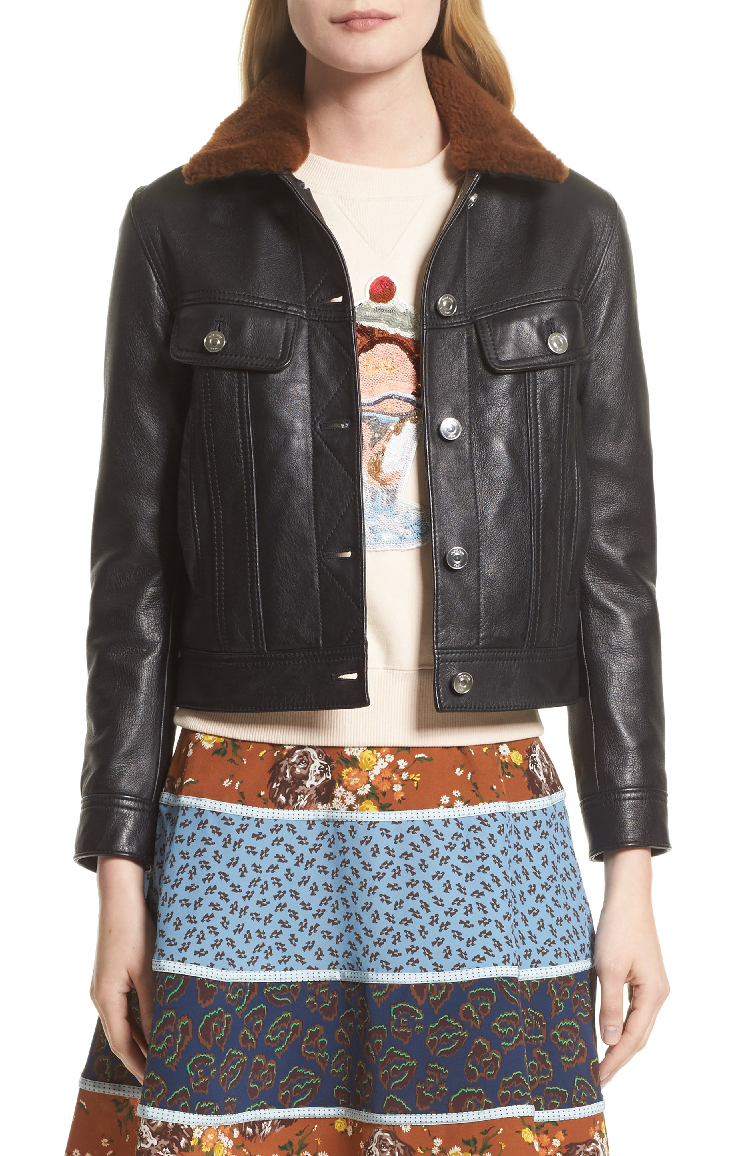 COACH 1941 Leather Trucker Jacket with Removable Genuine Shearling