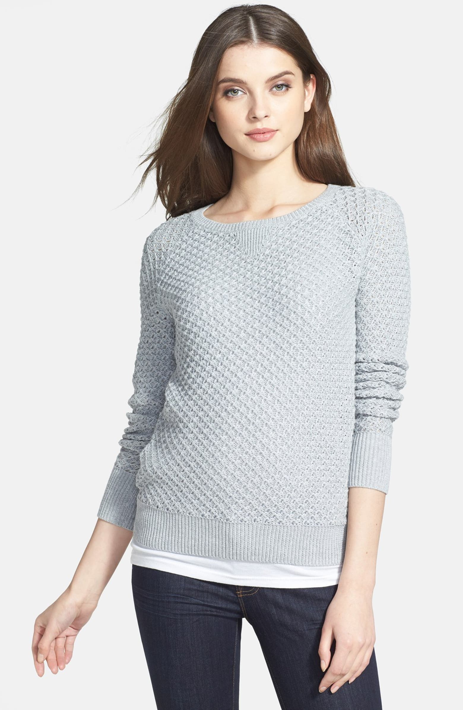 Caslon® Tuck Stitch Crewneck Sweater | Nordstrom