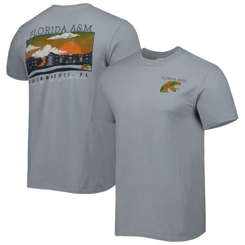 IMAGE ONE Men's Gray Florida A & M Rattlers Campus Scenery Comfort Color T-Shirt