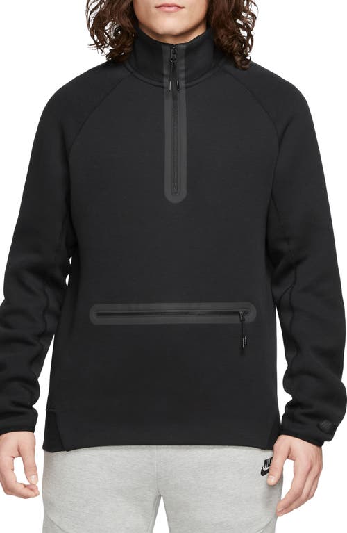 Nike Tech Fleece Half Zip Pullover In Black/black