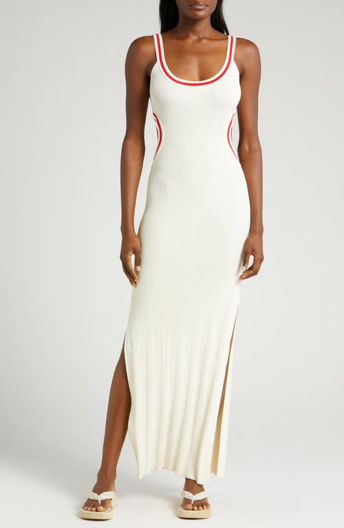 Solid & Striped Lola Cutout Rib Cover-Up Maxi Dress Brule/Lipstick Red at Nordstrom,