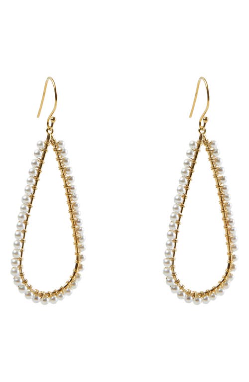 Imitation Pearl Teardrop Earrings in Gold