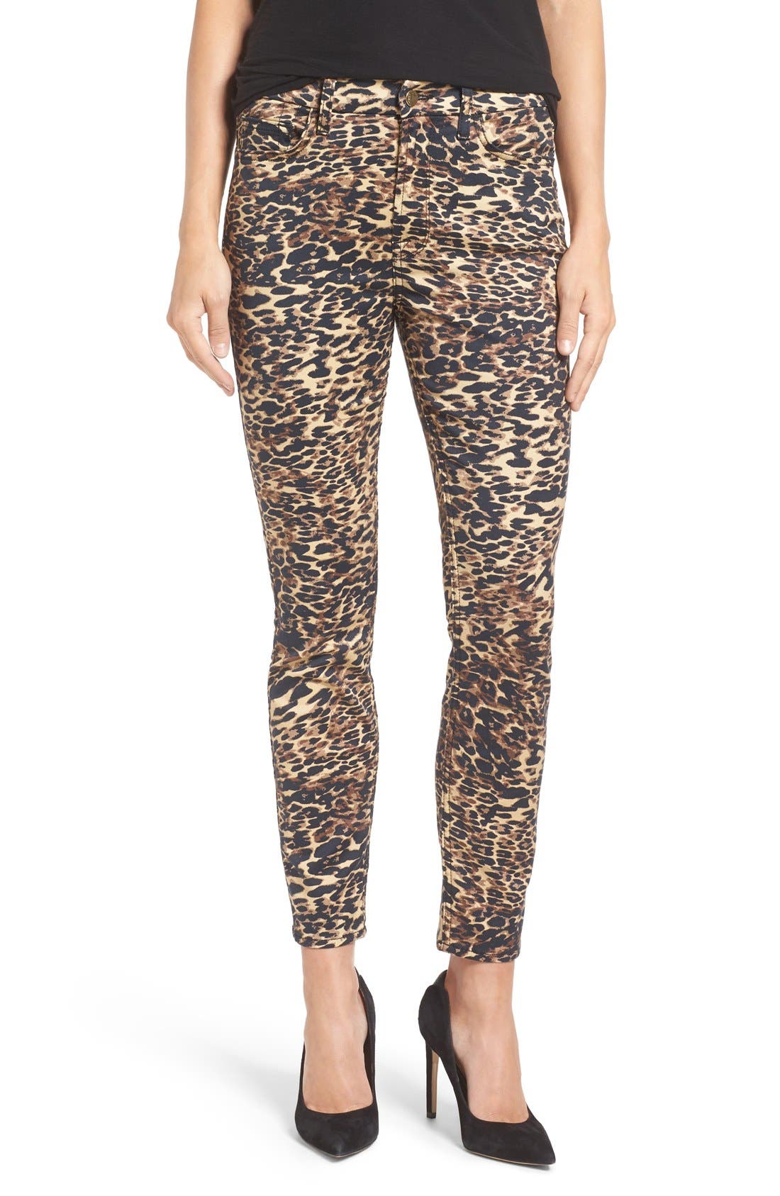 leopard print stretch jeans