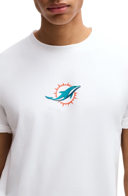 Shop Hugo Boss Boss X Nfl Stretch Cotton Graphic T-shirt In Miami Dolphins - White