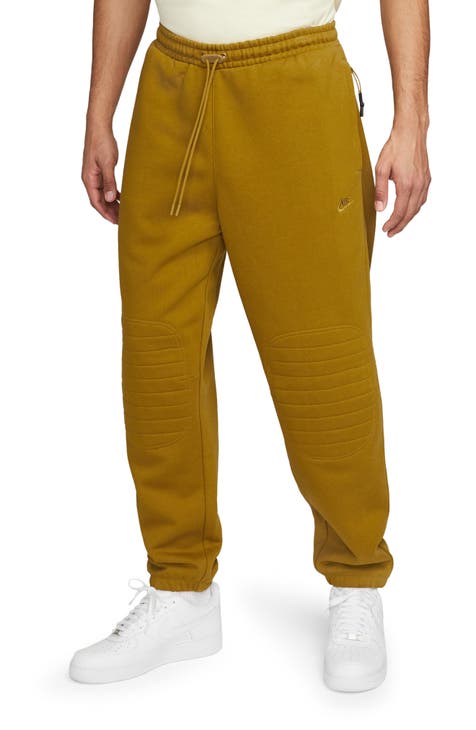 Nike Sweatpants Mens XL Dark Grey Polyester Yellow Swoosh Baggy Therma Fit  