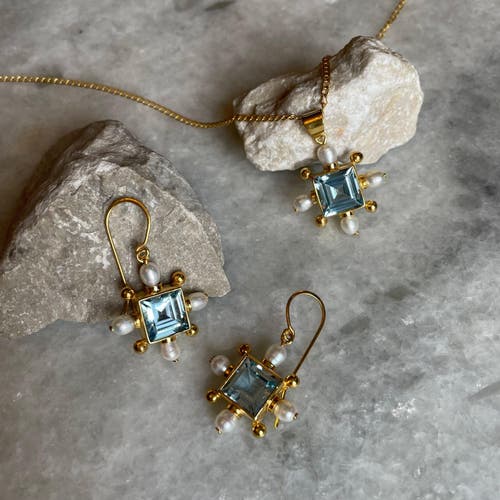 Shop Freya Rose Blue Topaz Cross Earrings