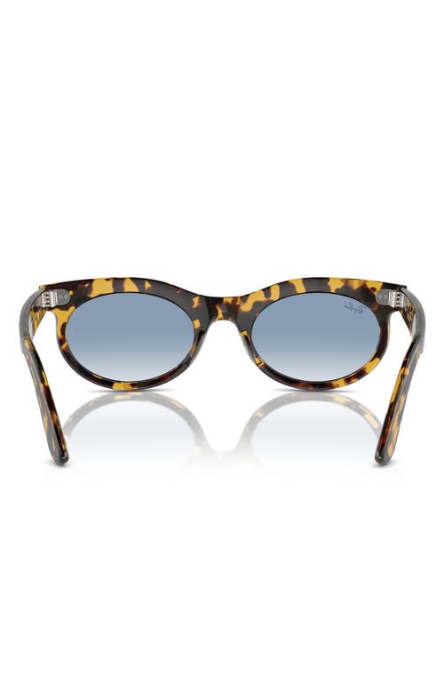Ray Ban Wayfarer Oval Sunglasses Yellow Havana Frame Blue Lenses 53-22 In Mustard