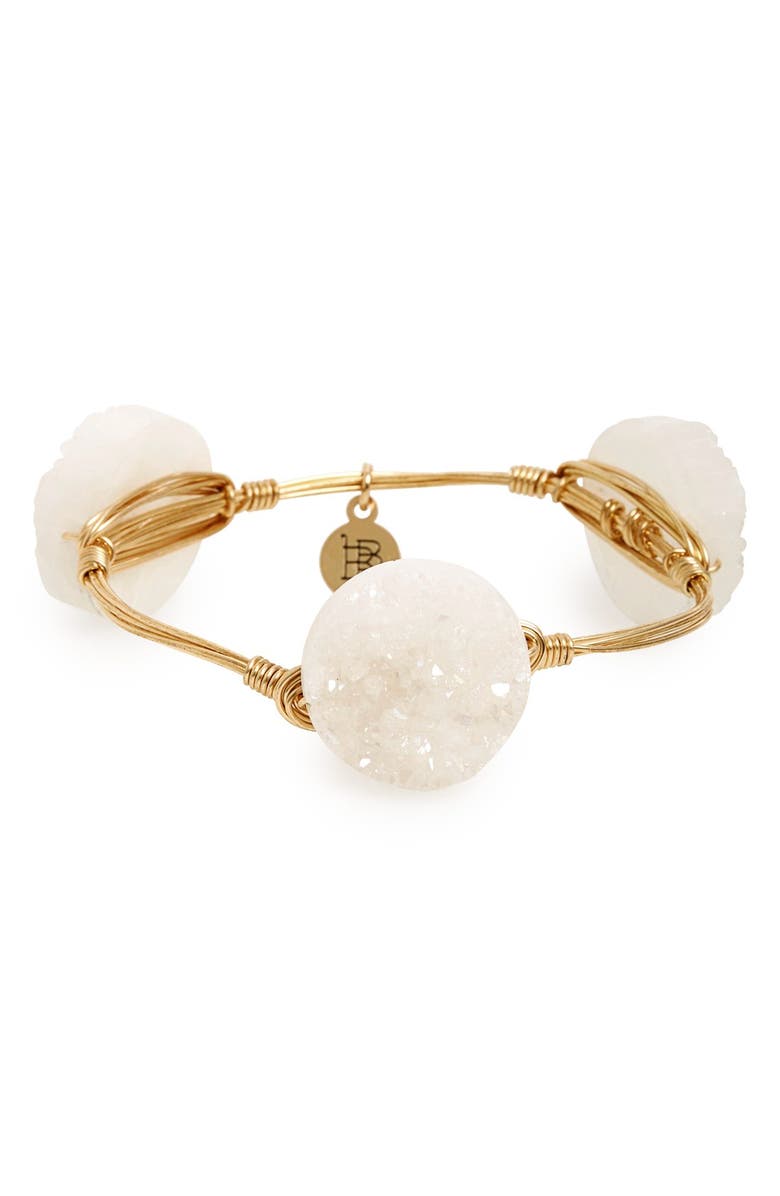 BOURBON AND BOWETIES Drusy Stone Bracelet, Main, color, White