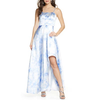Sequin Hearts Asymmetrical High/low Mikado Ballgown, Blue
