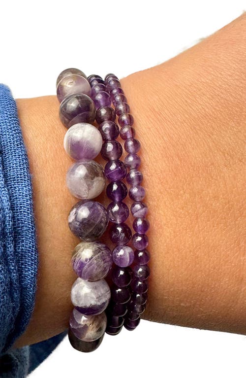 Sterling Forever Set Of 3 Stretch Amethyst Bracelets In Amethyst