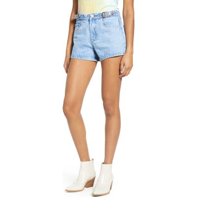 Blanknyc The Barrow Buckle High Waist Denim Shorts, Blue