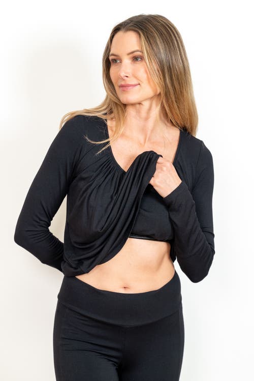 Jjwinks Full Moon Built-in Shelf Lounge & Sleep Long Sleeve Top In Black