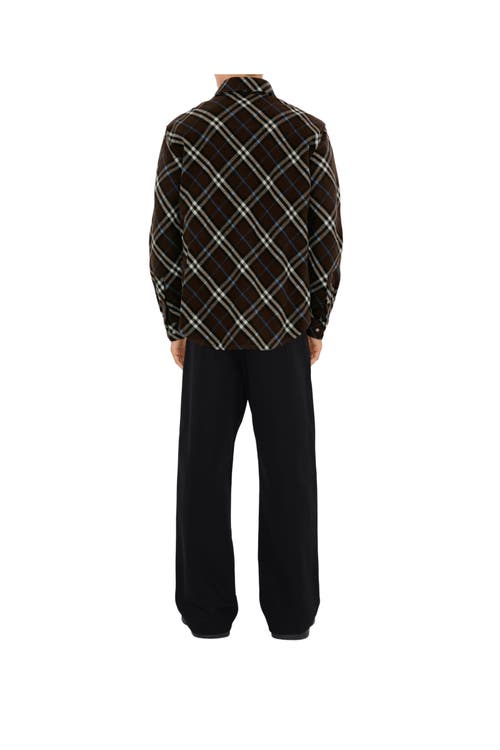 Shop Burberry Check Wool Shirt In Snug