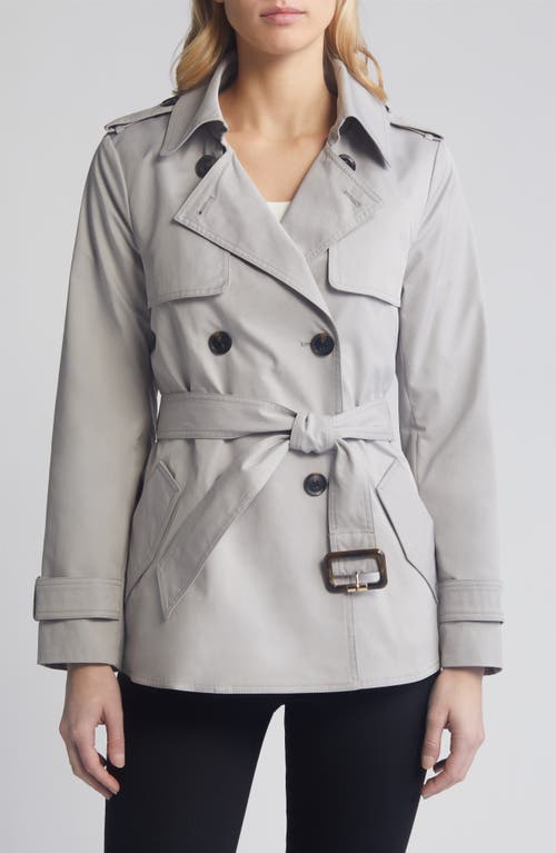 Double Breasted Belted Trench Coat in Stone