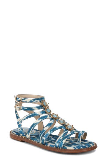 Sam Edelman Tianna Gladiator Sandal Blue Lapis Multi Fabric In Blue Lapis Multi
