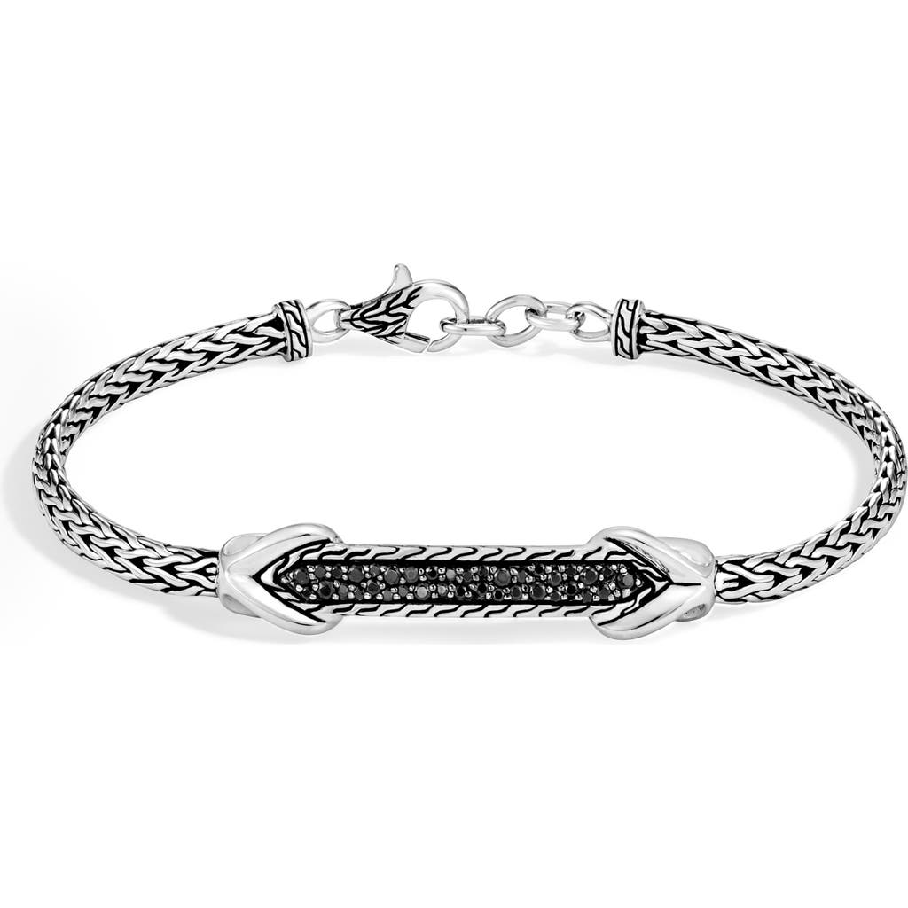 John Hardy Asli Classic Chain Pavé Station Bracelet In Silver/black Sapphire/black