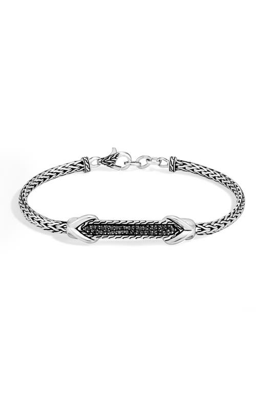 John Hardy Asli Classic Chain Pavé Station Bracelet in Silver/Black Sapphire/Black at Nordstrom, Size Large